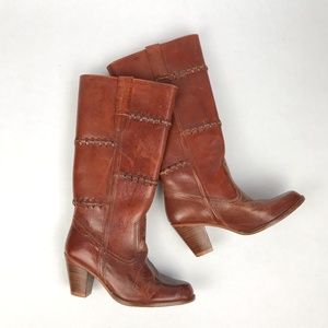 Vintage Latinas Leather Heel Cowboy Style Boots